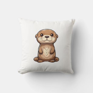 Cartoon otter illustration cushion