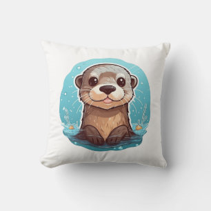 Cartoon otter illustration cushion