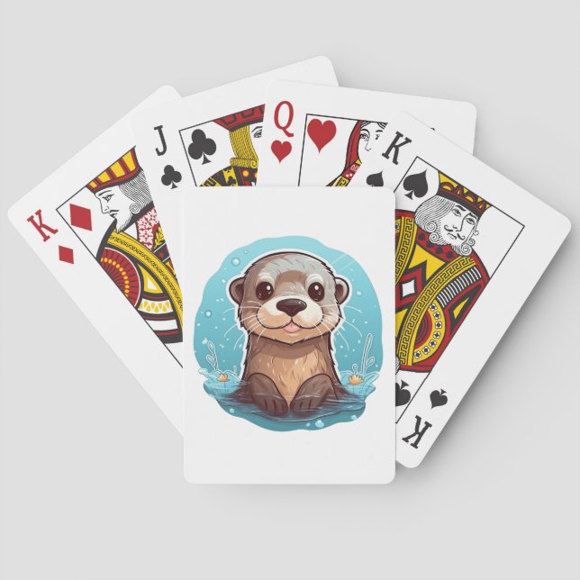 Cartoon otter illustration playing cards (Back)