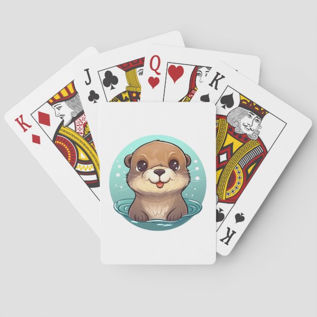 Cartoon otter illustration playing cards (Back)