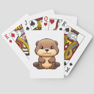 Cartoon otter illustration playing cards