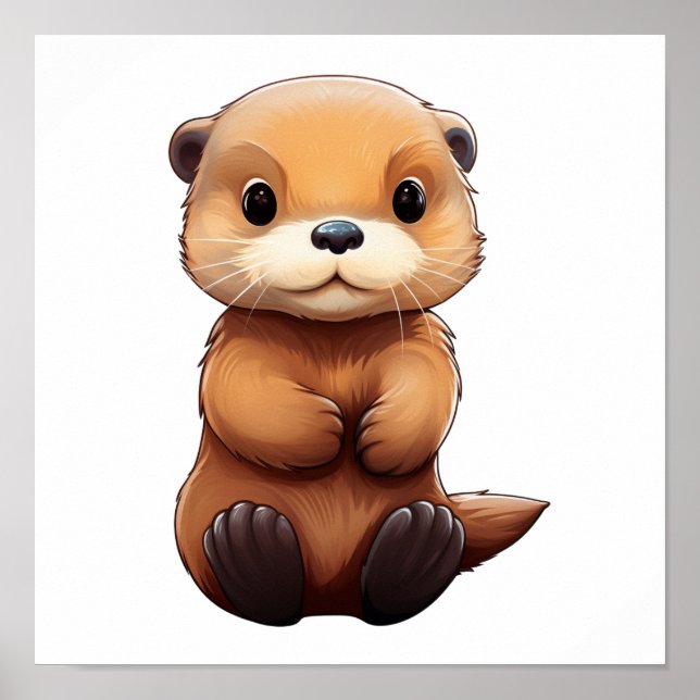 Cartoon otter illustration poster (Front)