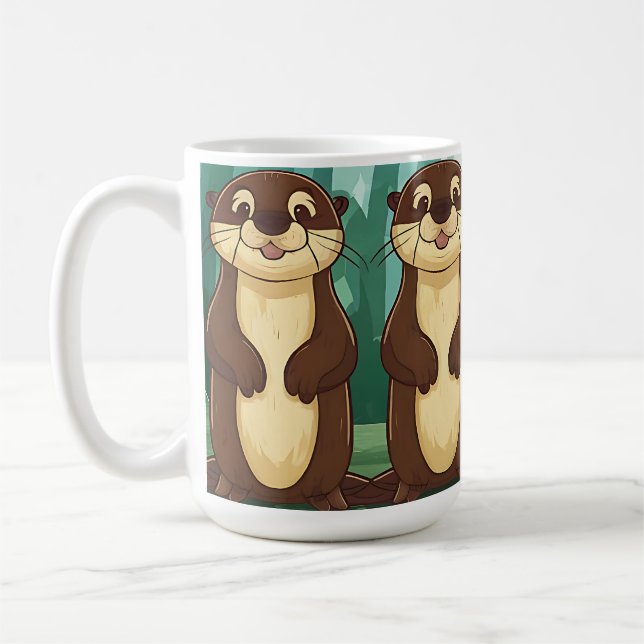 Cartoon Otters Coffee Mug (Left)