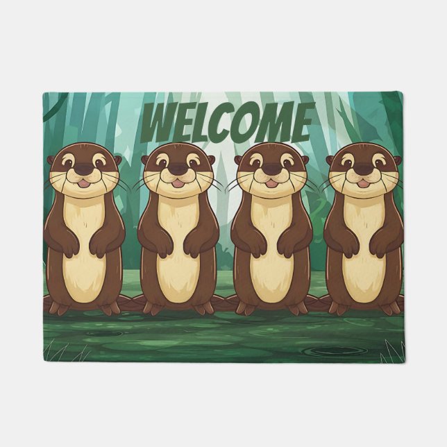 Cartoon Otters Doormat (Front)