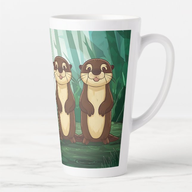 Cartoon Otters Latte Mug (Right)