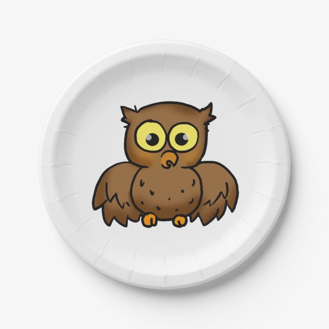 cartoon owl bird paper plate (Front)