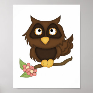 Cartoon Owl (brown) Poster