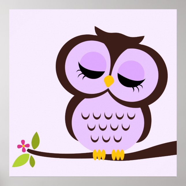 Cartoon Owl Children's Wall Art (Front)