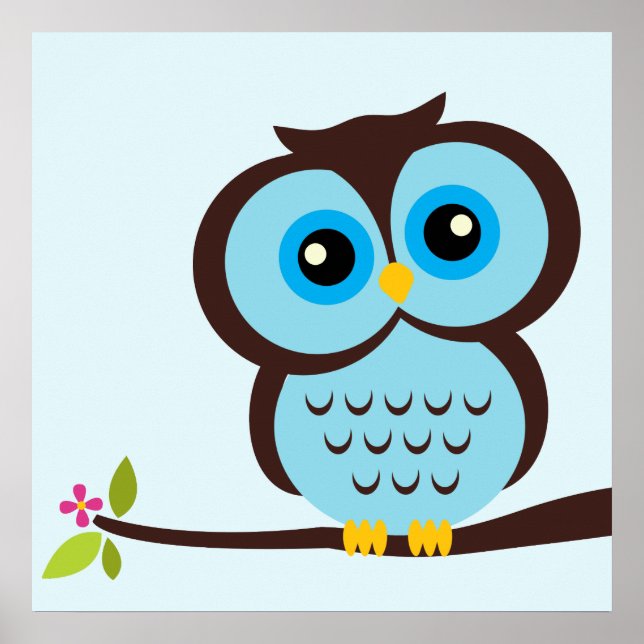Cartoon Owl Children's Wall Art (Front)