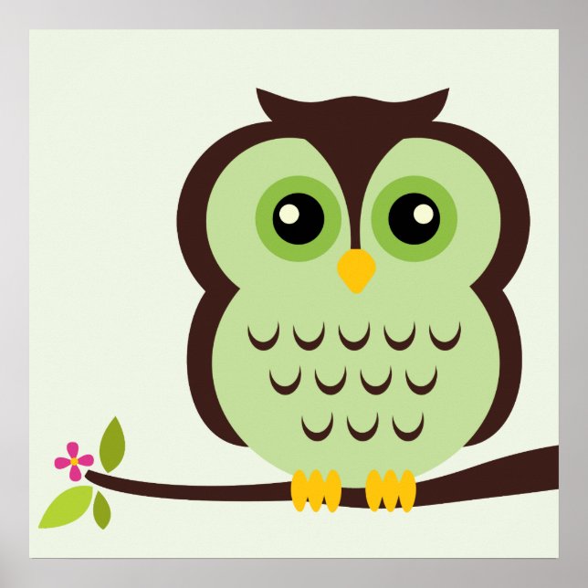 Cartoon Owl Children's Wall Art (Front)
