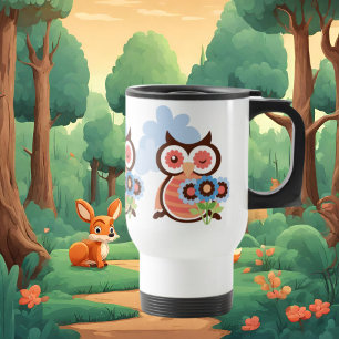 cartoon owl coffee travel mug