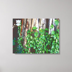 Cartoon Owl in Banyan Tree Canvas Print