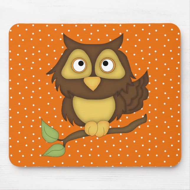 Cartoon Owl (tan) Mouse Mat (Front)