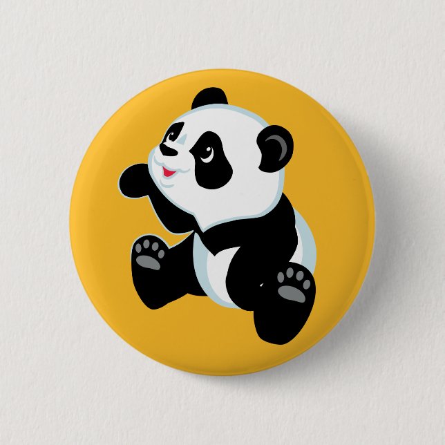 cartoon panda 6 cm round badge (Front)