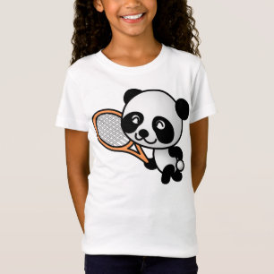Cartoon Panda Bear Tennis Player T-Shirt