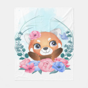 Cartoon Panda Cute Little Red Panda Fleece Blanket