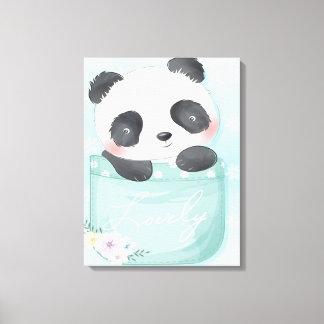 Cartoon Panda | Cute Panda Is In Pocket Canvas Print