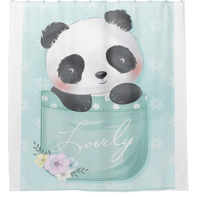 Cartoon Panda | Cute Panda Is In Pocket Shower Curtain (Front)