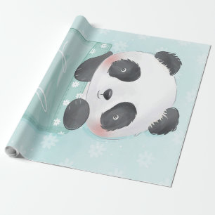 Cartoon Panda Cute Panda Is In Pocket Wrapping Paper
