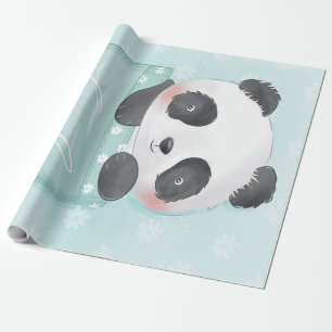Cartoon Panda Cute Panda Is In Pocket Wrapping Paper