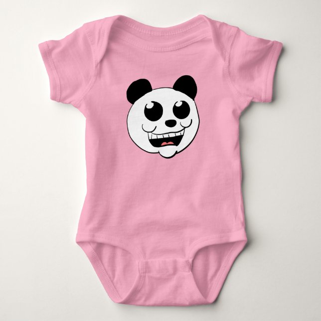 Cartoon Panda Head Baby Bodysuit (Front)