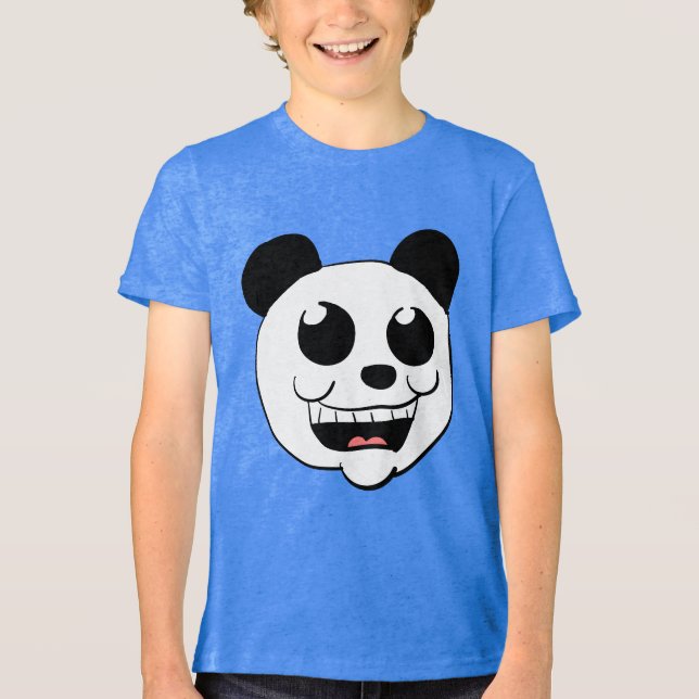 Cartoon Panda Head Tri-Blend Shirt (Front)