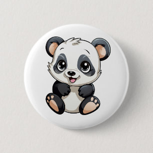 Cartoon panda illustration 6 cm round badge