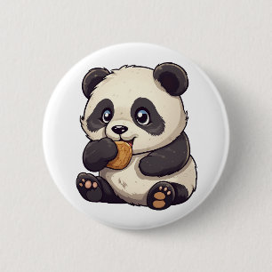Cartoon panda illustration 6 cm round badge