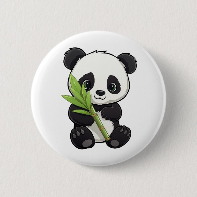 Cartoon panda illustration 6 cm round badge (Front)