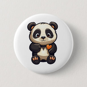 Cartoon panda illustration 6 cm round badge