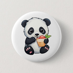 Cartoon panda illustration 6 cm round badge