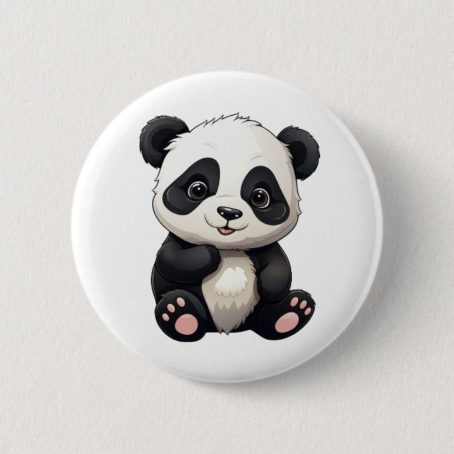 Cartoon panda illustration 6 cm round badge (Front)