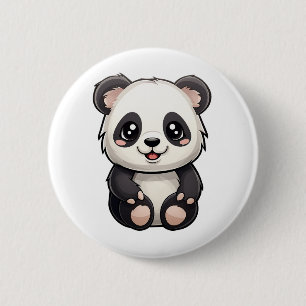 Cartoon panda illustration 6 cm round badge