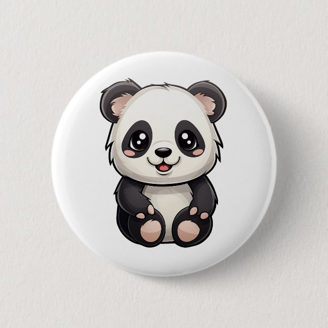 Cartoon panda illustration 6 cm round badge (Front)