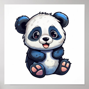 Cartoon panda illustration poster