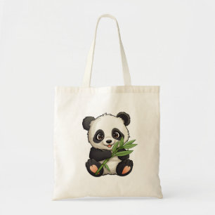 Cartoon panda illustration tote bag