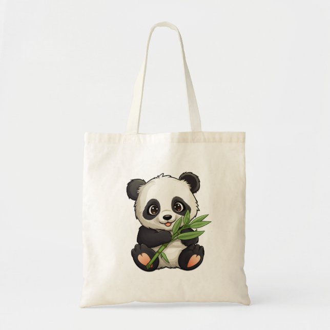 Cartoon panda illustration tote bag (Front)