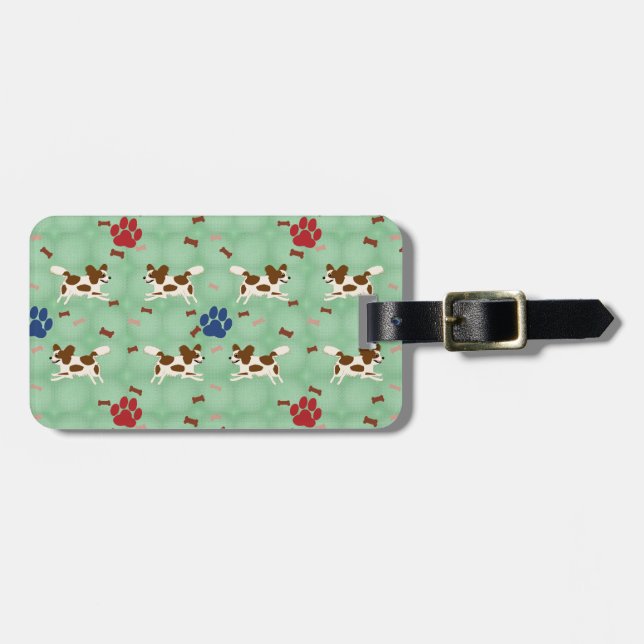 Cartoon Papillon Luggage Tag (Front Horizontal)