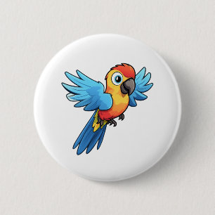 Cartoon parrot illustration 6 cm round badge