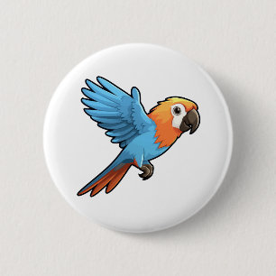Cartoon parrot illustration 6 cm round badge