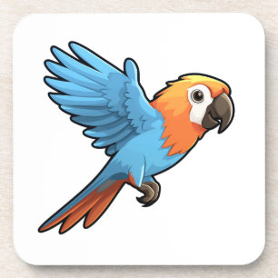 Cartoon parrot illustration coaster