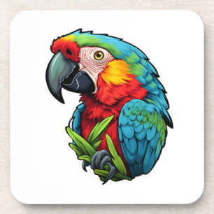 Cartoon parrot illustration coaster