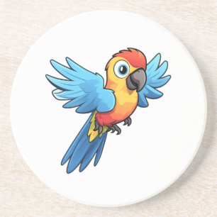 Cartoon parrot illustration coaster