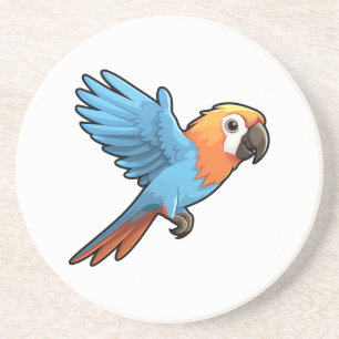 Cartoon parrot illustration coaster