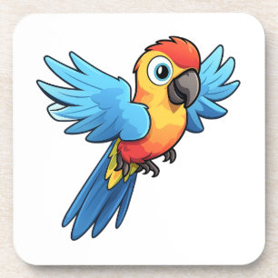 Cartoon parrot illustration coaster