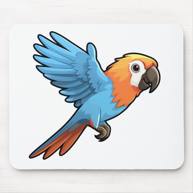 Cartoon parrot illustration mouse mat (Front)