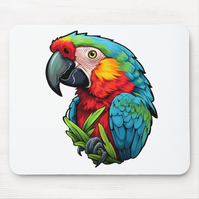 Cartoon parrot illustration mouse mat (Front)