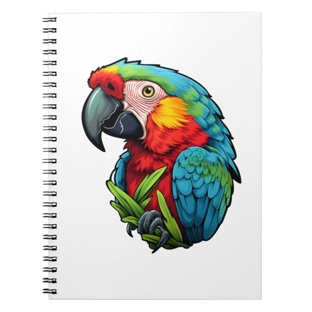 Cartoon parrot illustration notebook (Front)