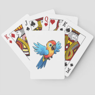Cartoon parrot illustration playing cards