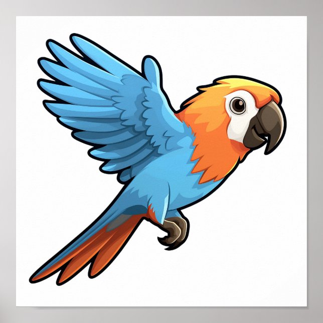 Cartoon parrot illustration poster (Front)